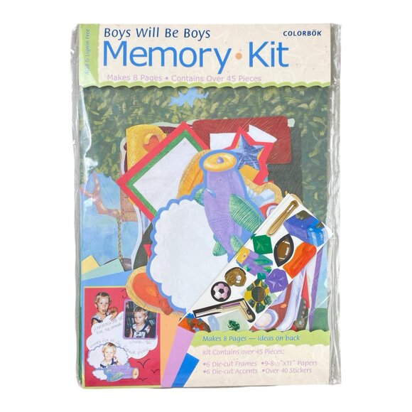 Vintage Memory Kit Boys will be Boys 8 Page Memory Kit Stickers Die Cuts Paper - Picture 1 of 2
